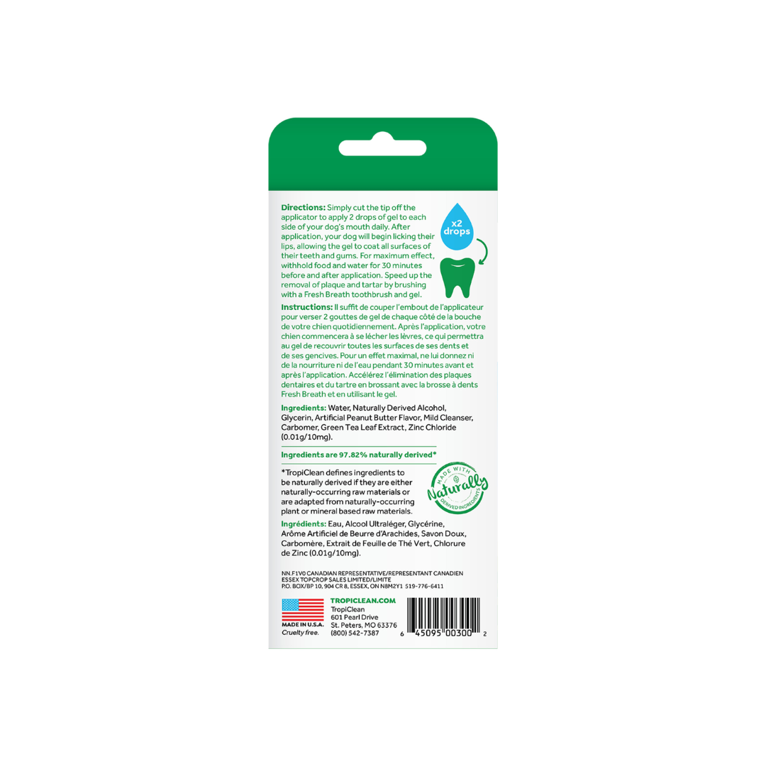 Tropiclean Dog Dental Care - Fresh Breath Oral Care Gel for Dogs – Peanut Butter Flavor
