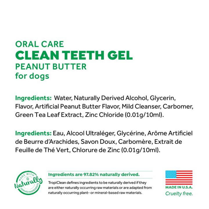 Tropiclean Dog Dental Care - Fresh Breath Oral Care Gel for Dogs – Peanut Butter Flavor