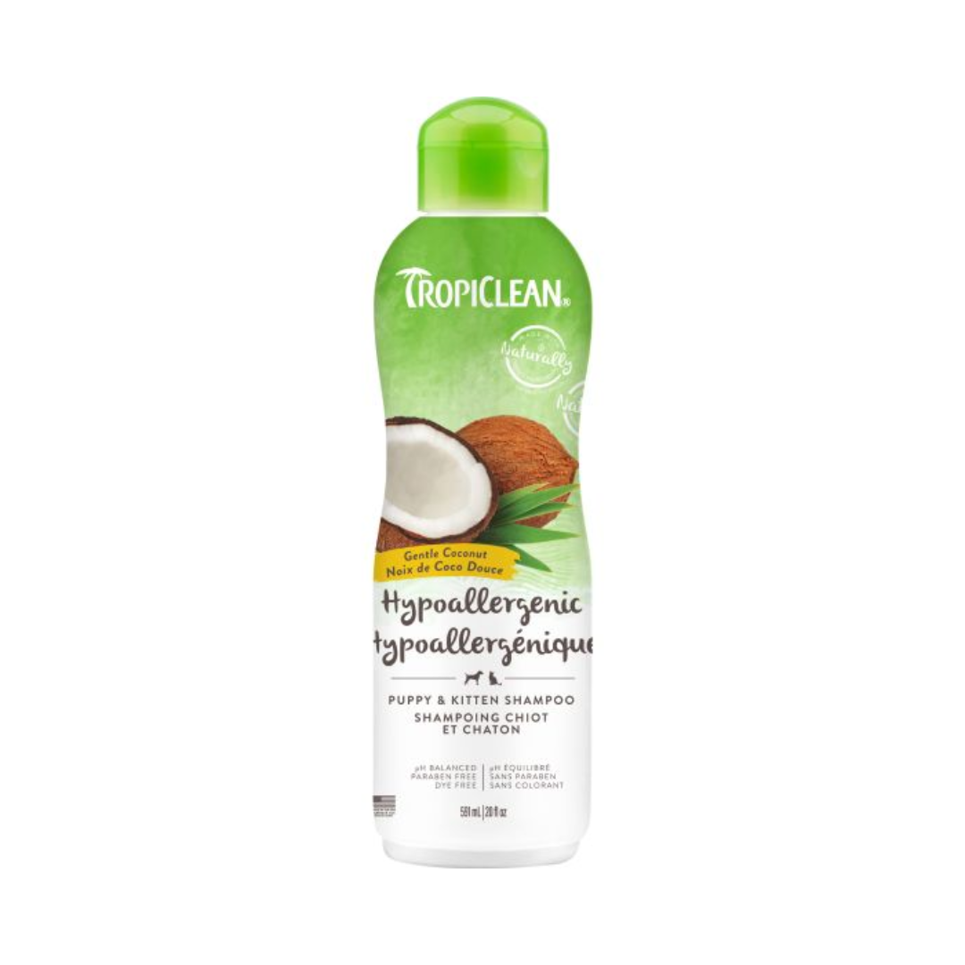 Tropiclean Dog & Cat Grooming Supplies - Hypoallergenic Puppy & Kitten Gentle Coconut Shampoo