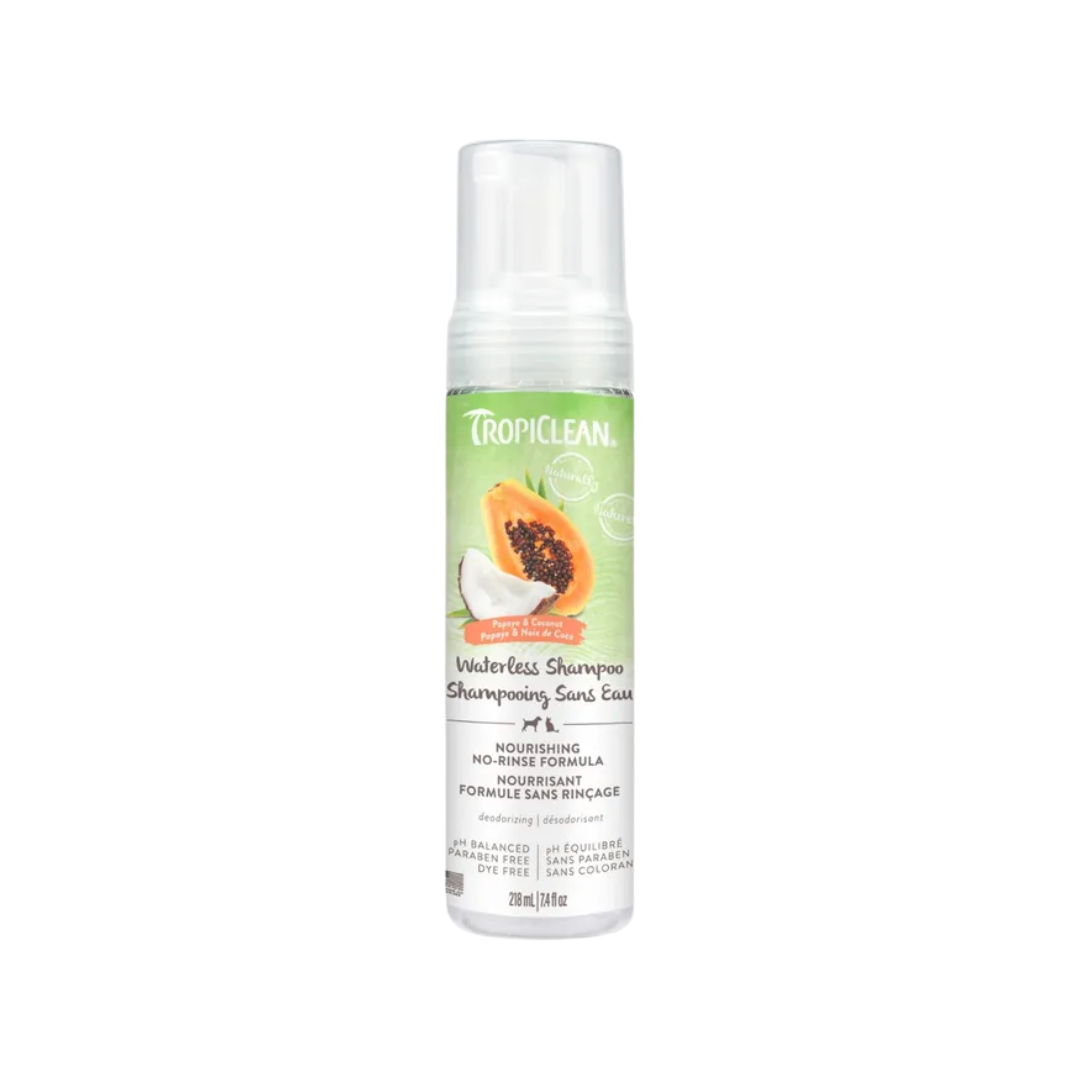 Tropiclean Dog & Cat Grooming Supplies - Nourishing Papaya and Coconut Waterless Shampoo