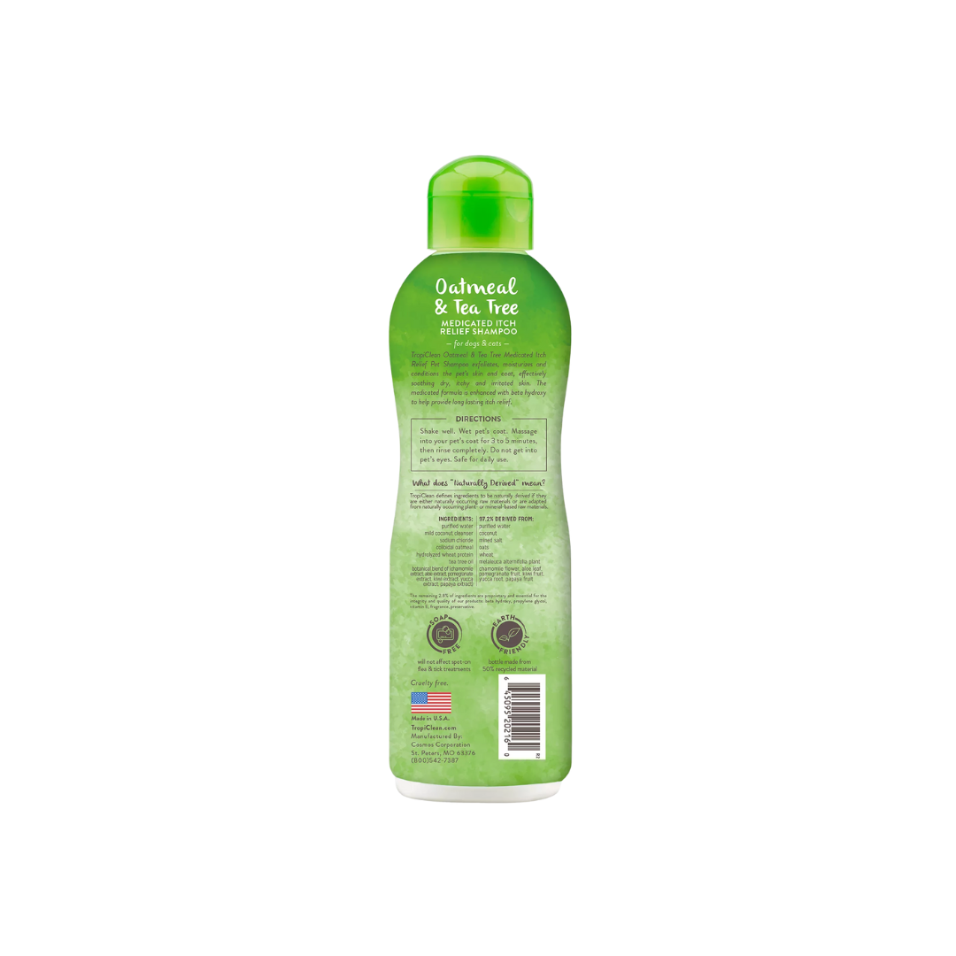Tropiclean Dog & Cat Grooming Supplies - Tropiclean Oatmeal & Tea Tree Medicated Itch Relief Shampoo