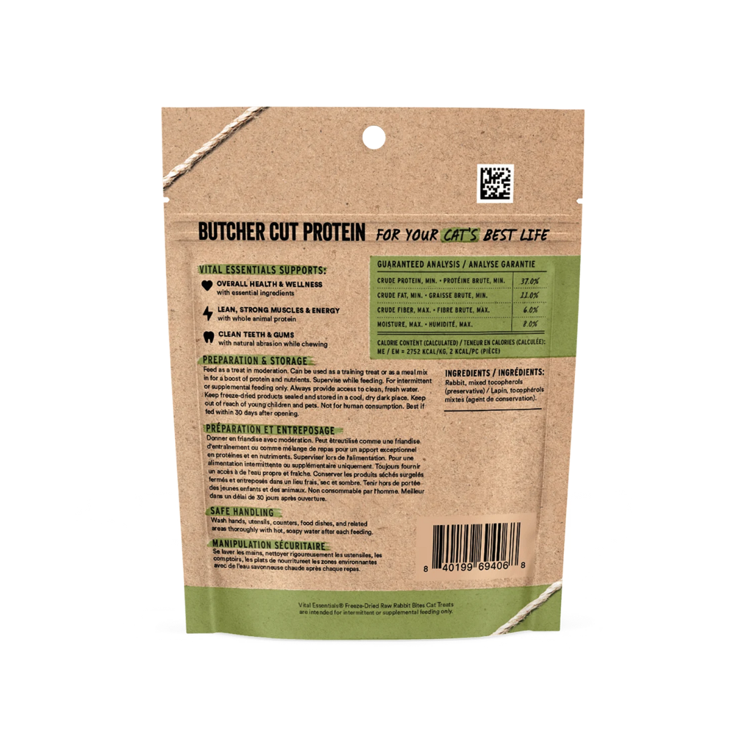 Vital Essentials Freeze-Dried Cat Treats - Raw Rabbit Bites