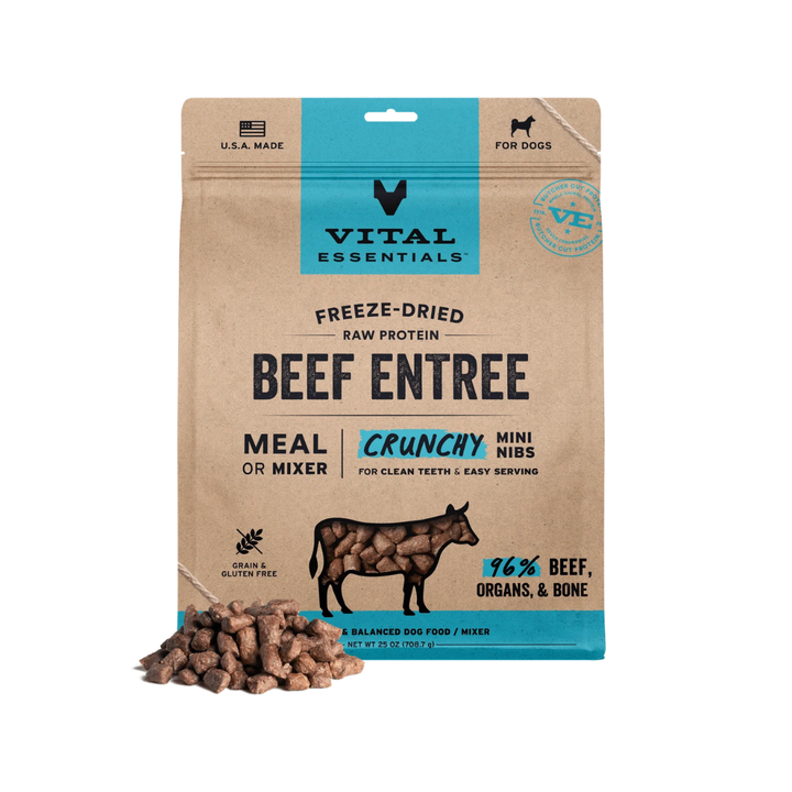 Vital Essentials Freeze-Dried Dog Food - Raw Beef Entree Crunchy Mini Nibs