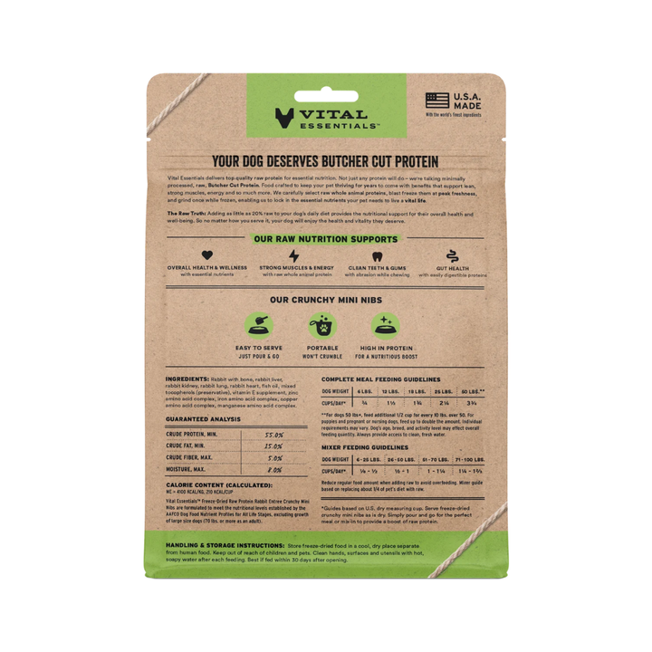 Vital Essentials Freeze-Dried Dog Food - Raw Rabbit Entree Crunchy Mini Nibs