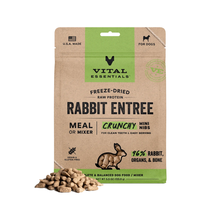 Vital Essentials Freeze-Dried Dog Food - Raw Rabbit Entree Crunchy Mini Nibs