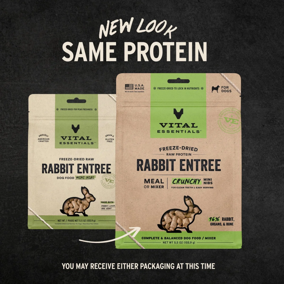 Vital Essentials Freeze-Dried Dog Food - Raw Rabbit Entree Crunchy Mini Nibs