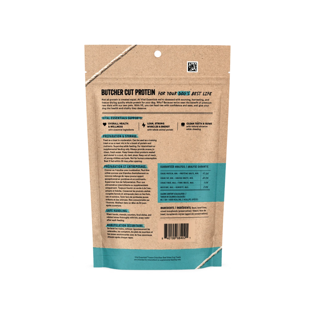 Vital Essentials Freeze-Dried Dog Treats - Raw Beef Bites