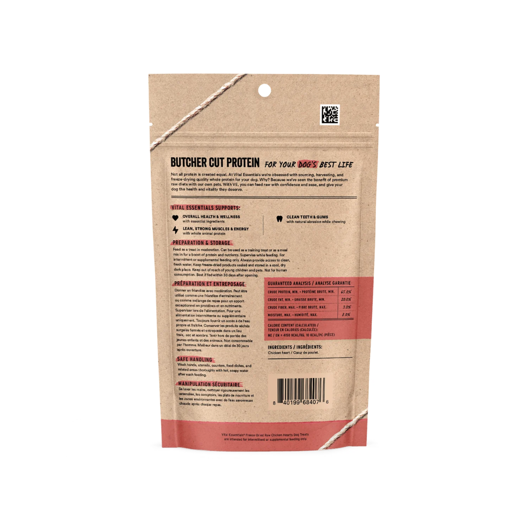 Vital Essentials Freeze-Dried Dog Treats - Raw Chicken Hearts