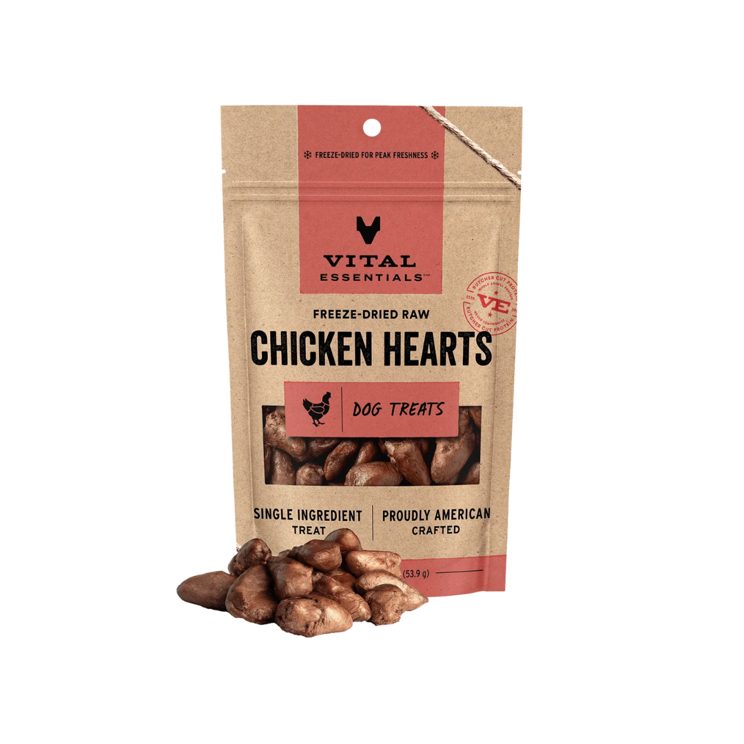 Vital Essentials Freeze-Dried Dog Treats - Raw Chicken Hearts