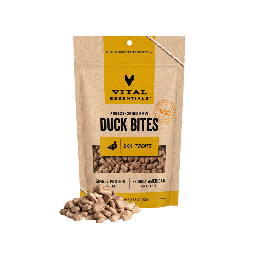 Vital Essentials Freeze-Dried Dog Treats - Raw Duck Bites