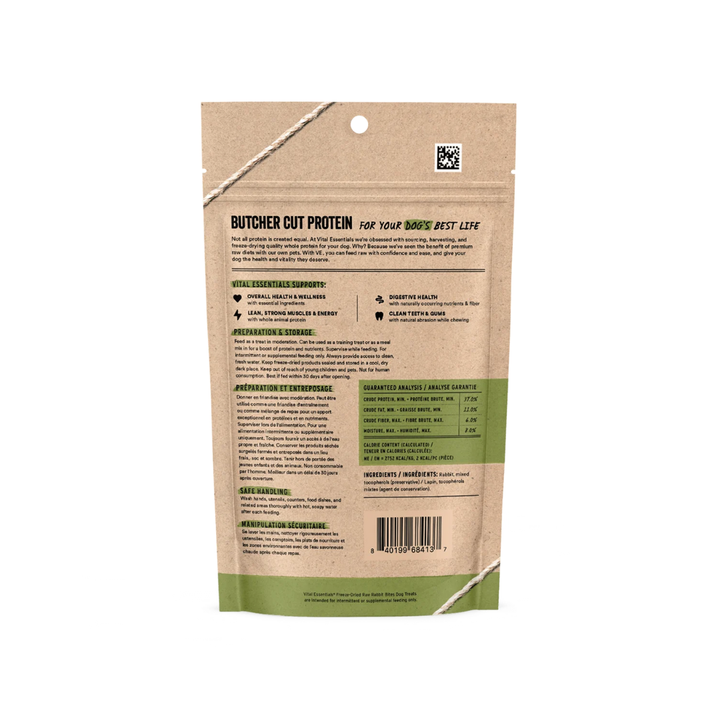 Vital Essentials Freeze-Dried Dog Treats - Raw Rabbit Bites