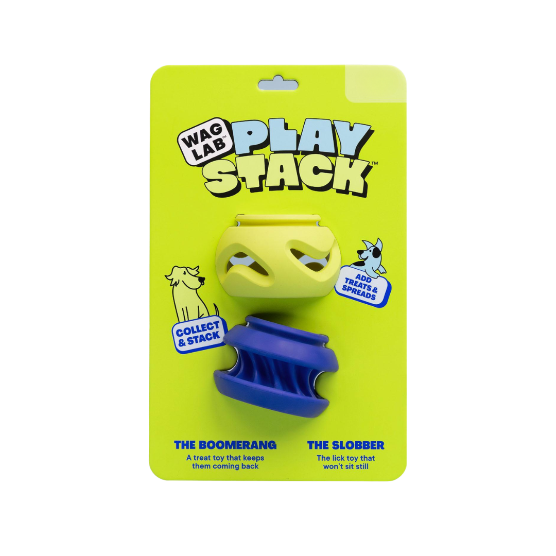 WAGLAB Dog Toys - PlayStack The Boomerang & Slobber 2 Pack