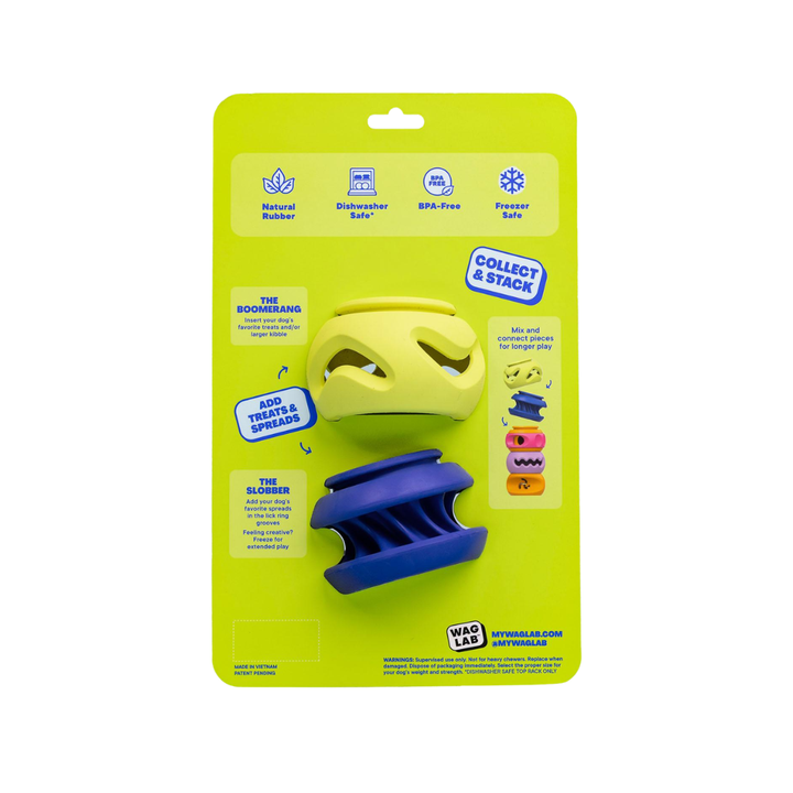 WAGLAB Dog Toys - PlayStack The Boomerang & Slobber 2 Pack
