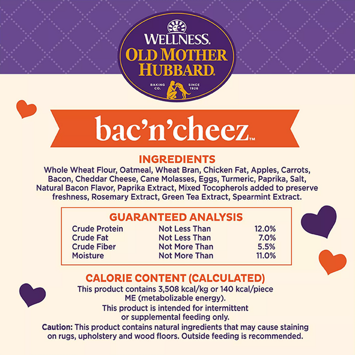 Wellness Dog Treats - Old Mother Hubbard Classic Bac'N'Cheez Biscuits