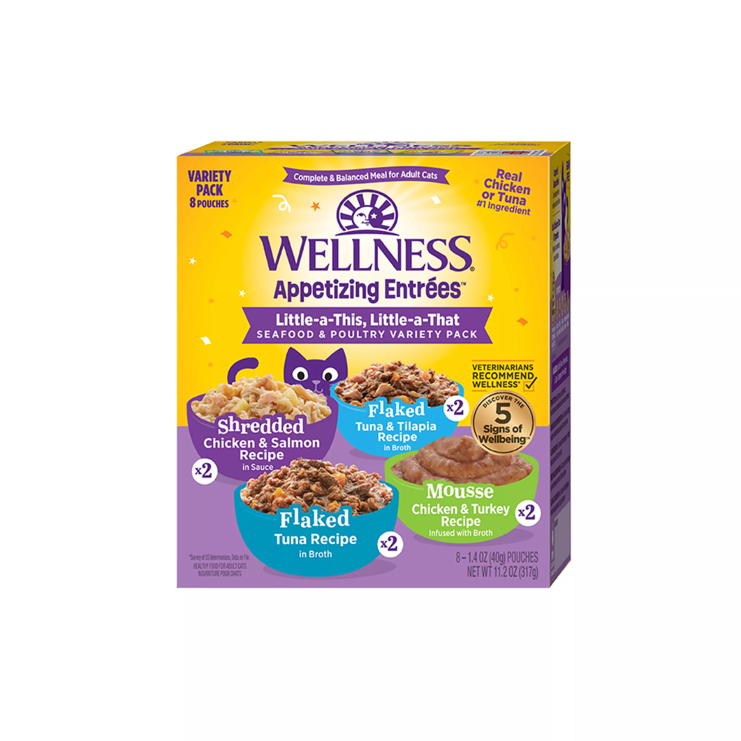 Wellness Wet Cat Food - Appetizing Entrée Little-a-This, Little-a-That, Seafood & Poultry Variety Pack