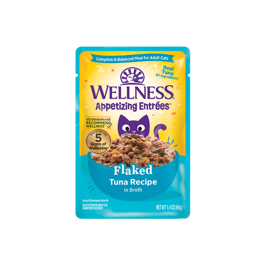 Wellness Wet Cat Food - Appetizing Entrées Flaked Tuna Recipe in Broth Pouch