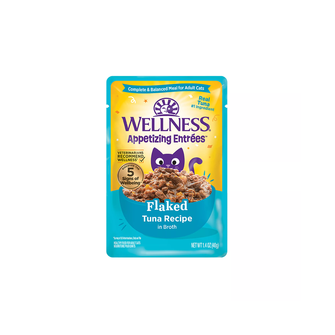 Wellness Wet Cat Food - Appetizing Entrées Flaked Tuna Recipe in Broth Pouch