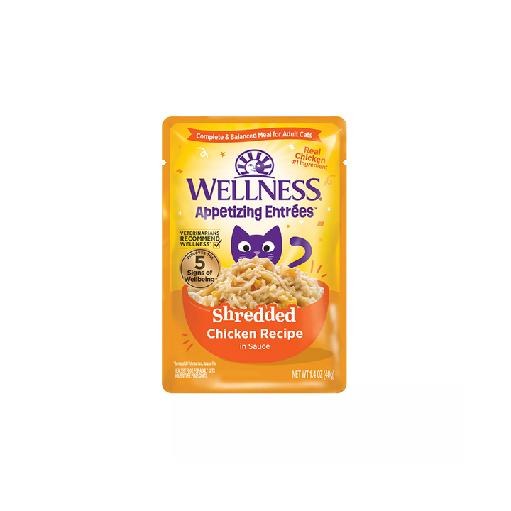 Wellness Wet Cat Food - Appetizing Entrées Shredded Chicken Recipe in Sauce Pouch