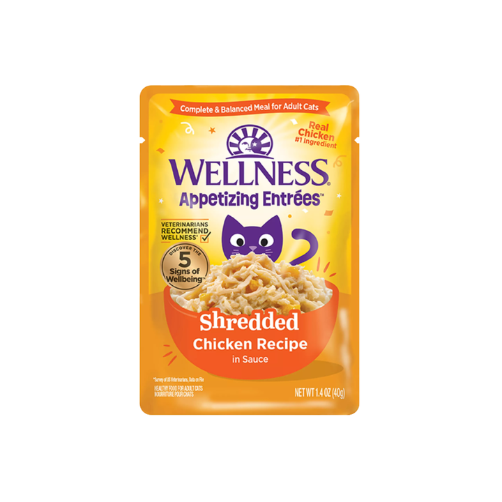 Wellness Wet Cat Food - Appetizing Entrées Shredded Chicken Recipe in Sauce Pouch