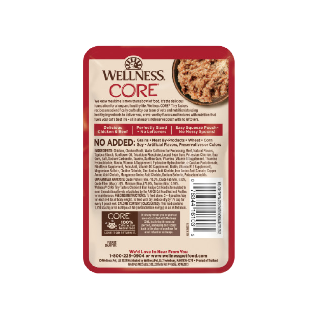 Wellness Wet Cat Food - CORE Tiny Tasters Chicken & Beef Pate Pouch