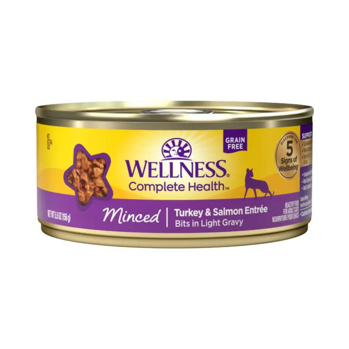 Wellness Wet Cat Food - Complete Health Minced Recipe Turkey & Salmon Entree Canned