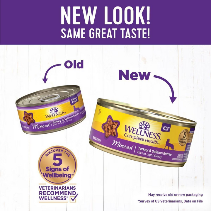Wellness Wet Cat Food - Complete Health Minced Recipe Turkey & Salmon Entree Canned