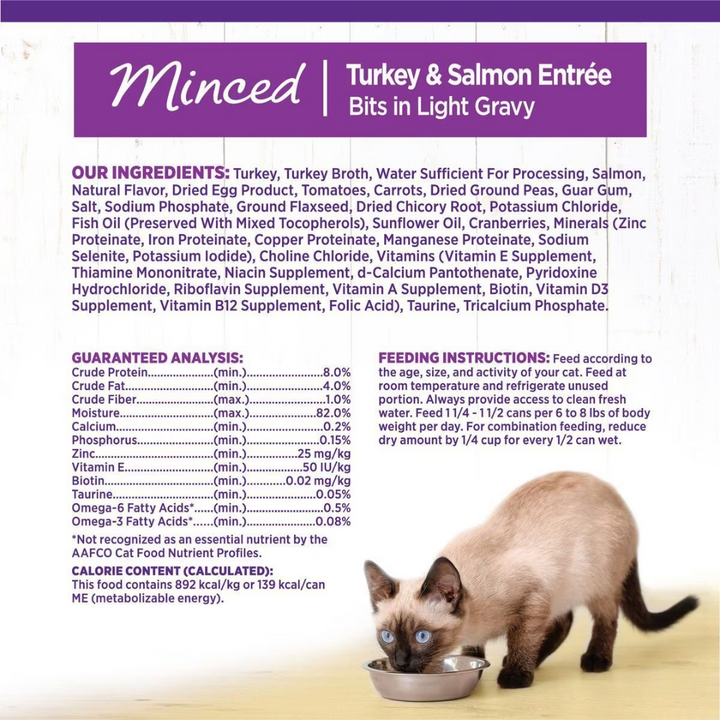 Wellness Wet Cat Food - Complete Health Minced Recipe Turkey & Salmon Entree Canned