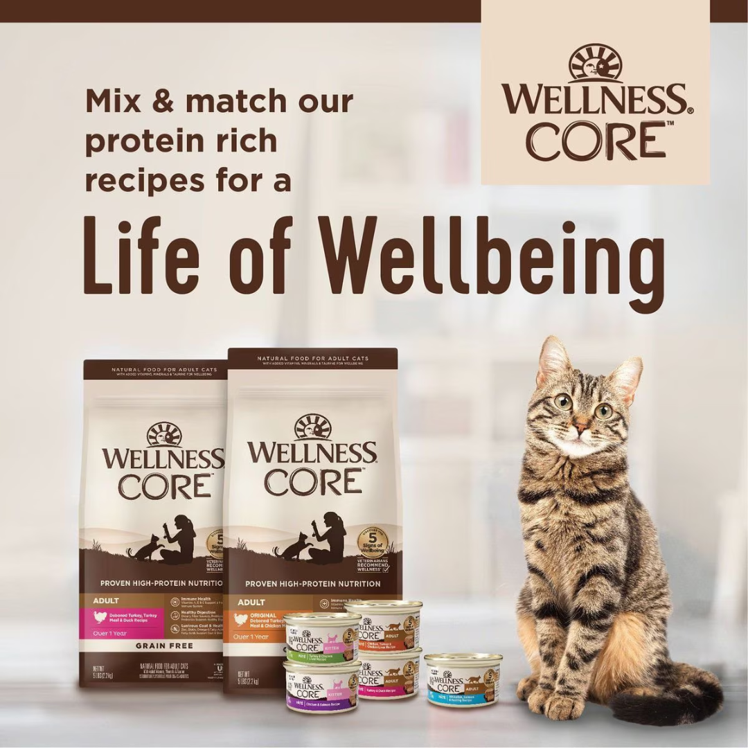 Wellness Wet Cat Food - Core Whitefish, Salmon & Herring Grain Free Recipe Pate Canned