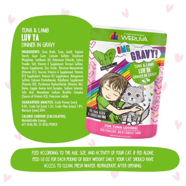 Weruva Wet Cat Food - BFF OMG Gravy Tuna & Lamb Luv Ya in Gravy Pouch 