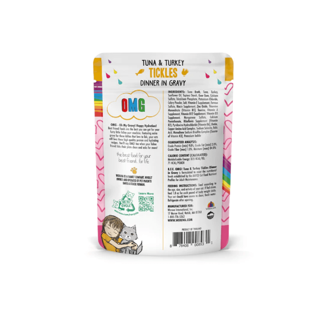Weruva Wet Cat Food - BFF OMG Tuna & Turkey Tickles in Gravy Pouch 