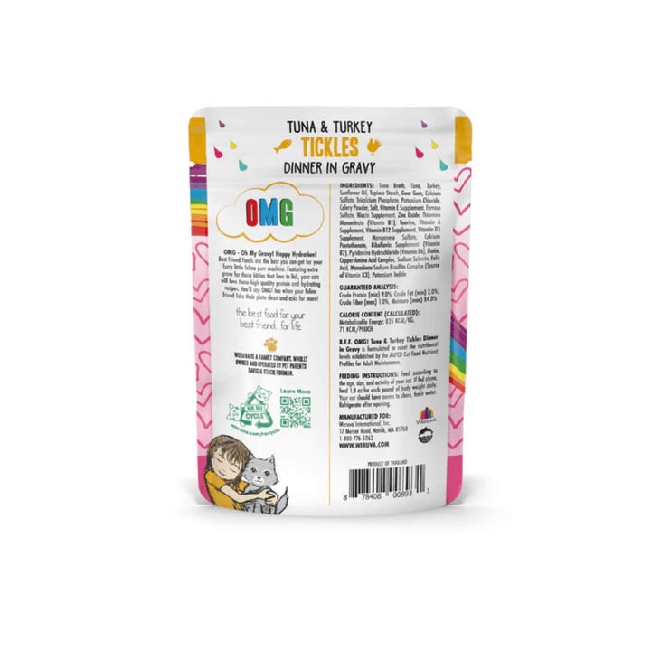 Weruva Wet Cat Food - BFF OMG Tuna & Turkey Tickles in Gravy Pouch 
