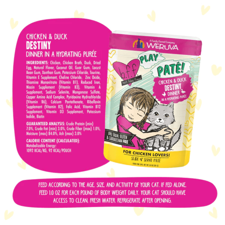 Weruva Wet Cat Food - BFF PLAY Paté Chicken & Duck Destiny Pouch 