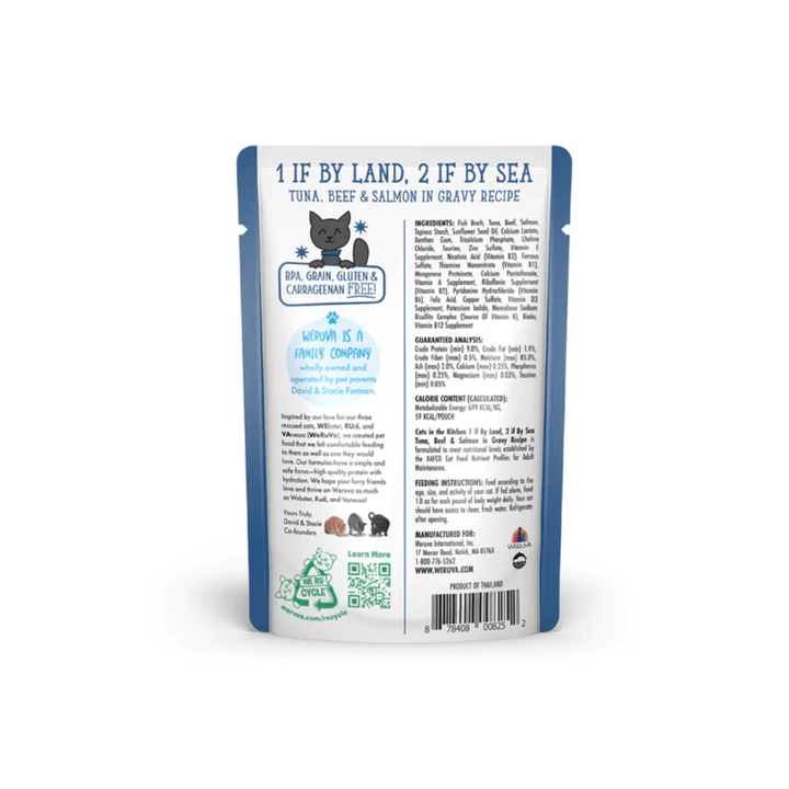 Weruva Wet Cat Food - Cats in the Kitchen 1 If By Land, 2 If By Sea Tuna, Beef & Salmon in Gravy Pouch 