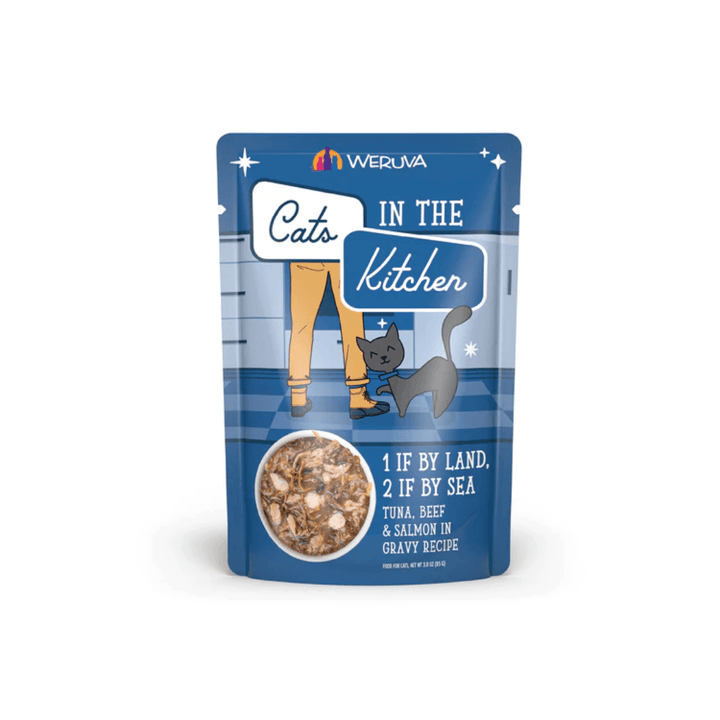 Weruva Wet Cat Food - Cats in the Kitchen 1 If By Land, 2 If By Sea Tuna, Beef & Salmon in Gravy Pouch 