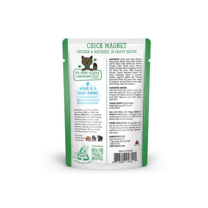 Weruva Wet Cat Food - Cats in the Kitchen Chick Magnet Chicken & Mackerel in Gravy Pouch 