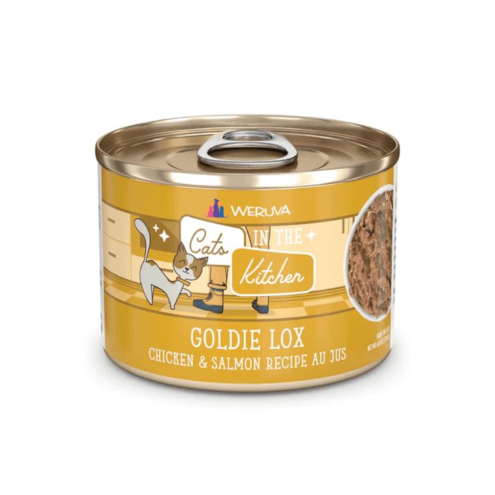 Weruva Wet Cat Food - Cats in the Kitchen Goldie Lox Chicken and Salmon Recipe Au Jus Canned 