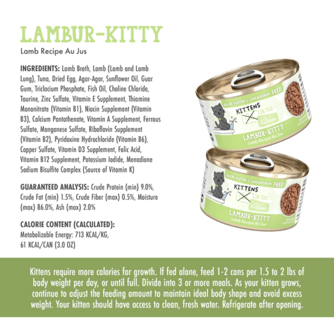 Weruva Wet Cat Food - Cats in the Kitchen Kitten Lambur-kitty Lamb Recipe Au Jus Canned 
