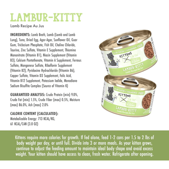 Weruva Wet Cat Food - Cats in the Kitchen Kitten Lambur-kitty Lamb Recipe Au Jus Canned 