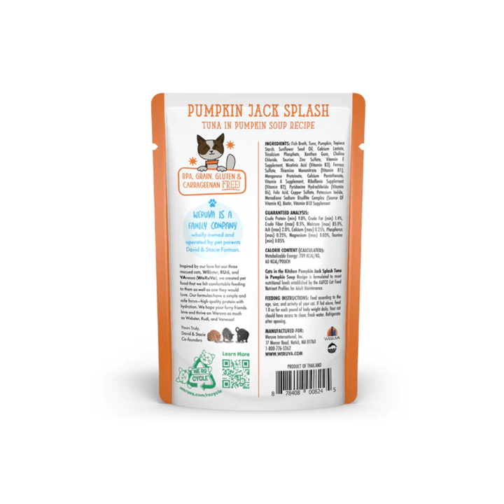 Weruva Wet Cat Food - Cats in the Kitchen Pumpkin Jack Splash Tuna in Pumpkin Soup Pouch 