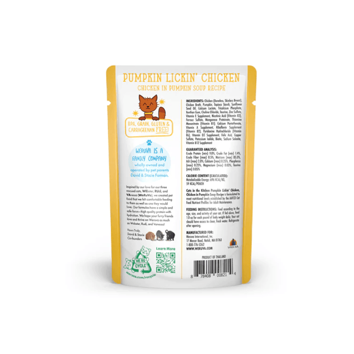 Weruva Wet Cat Food - Cats in the Kitchen  Pumpkin Lickin' Chicken in Pumpkin Soup Pouch 