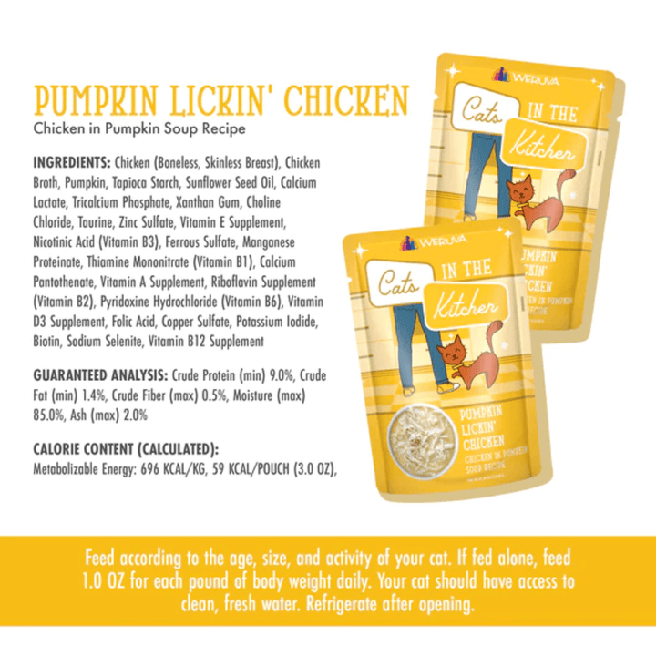 Weruva Wet Cat Food - Cats in the Kitchen  Pumpkin Lickin' Chicken in Pumpkin Soup Pouch 