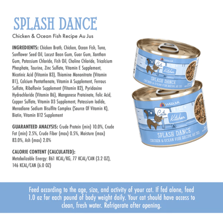 Weruva Wet Cat Food - Cats in the Kitchen Splash Dance Chicken and Ocean Fish Au Jus Canned 