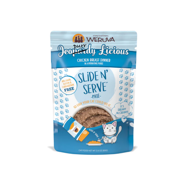 Weruva Wet Cat Food - Jeopurrdy Licious Chicken Breast Dinner in a Hydrating Purée Pouch 