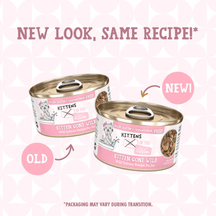 Weruva Wet Cat Food - Kittens in the Kitchen Kitten Gone Wild Wild Salmon Recipe Au Jus Canned 