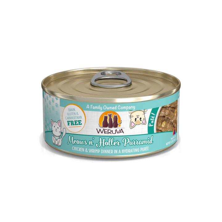 Weruva Wet Cat Food - Meows n' Holler Purramid Chicken & Shrimp in a Hydrating Puree Canned 