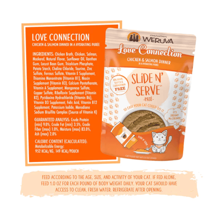 Weruva Wet Cat Food - Pate Love Connection Chicken & Salmon in a Hydrating Purée Pouch 