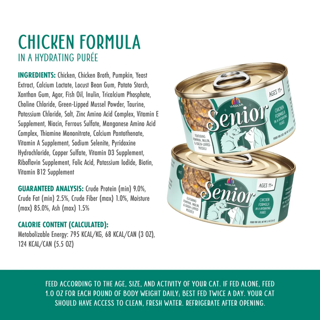 Weruva Wet Cat Food - Senior 11+ Chicken Pate in Puree Canned