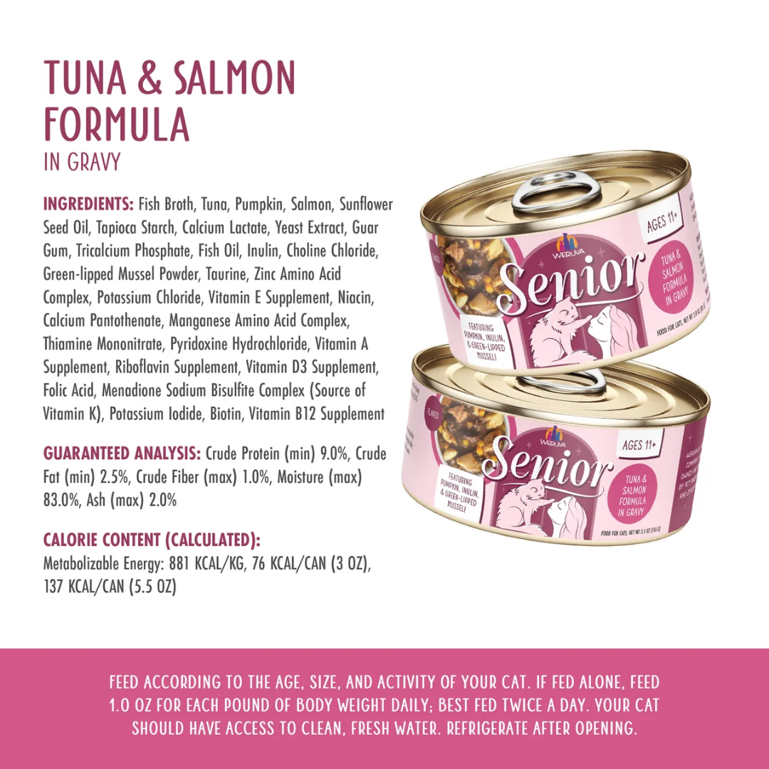 Weruva Wet Cat Food - Senior 11+ Tuna & Salmon Flaked in Gravy Canned