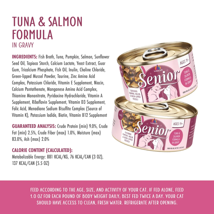 Weruva Wet Cat Food - Senior 11+ Tuna & Salmon Flaked in Gravy Canned