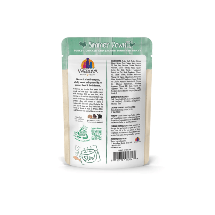 Weruva Wet Cat Food - Stew! Simmer Down Turkey, Chicken & Salmon in Gravy Pouch 